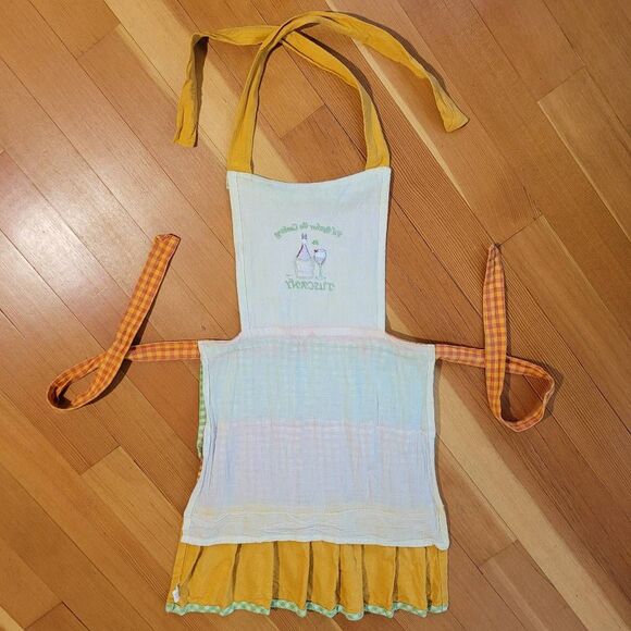 Vintage‎ tuscany italy apron ruffled tiered front cottage camp classic americana - Picture 8 of 14